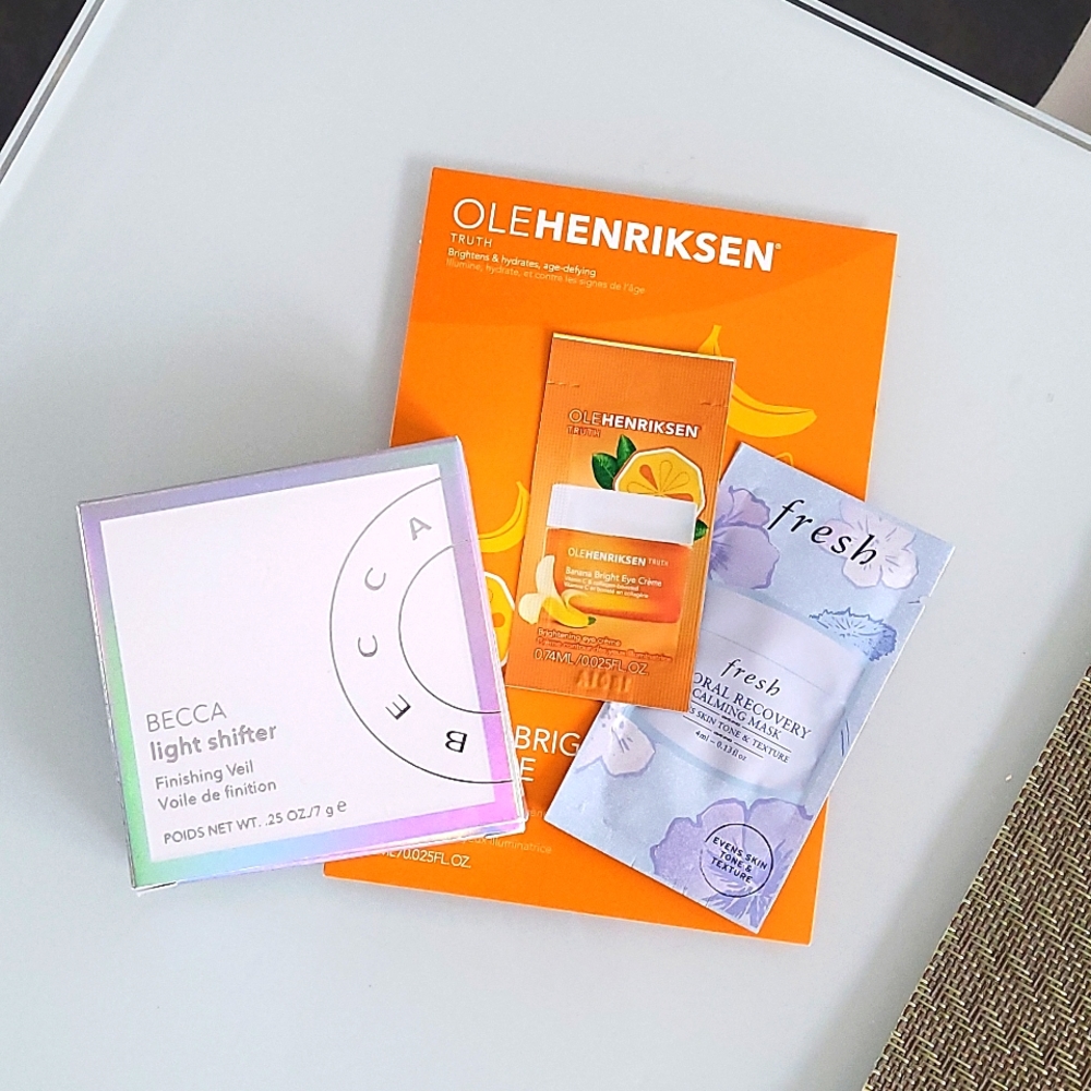Becca light shifter finishing powder , Olehenriksen eye crème , fresh recovery